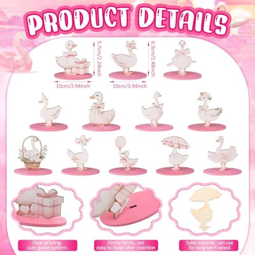 Amyhill 12 Pcs Goose Table Decorations Wooden Tabletop Centerpiece Wooden Table Sign for Tiered Tray Fiesta Carnival Party - Image 2