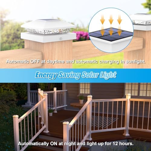 VOLISUN 20 Pack White Solar Post Cap Lights Fit 4x4 Fence Deck Post - Image 7