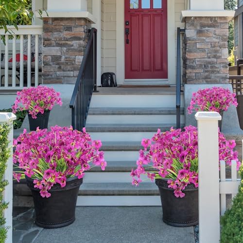 ColoPlay 24 Light Purple Bundles Artificial Flowers for Outdoors/Indoors Fake Flowers Plants for Indoor Outside Garden Porch Window Box Home Wedding Farmhouse (Pack of 2) - Image 7