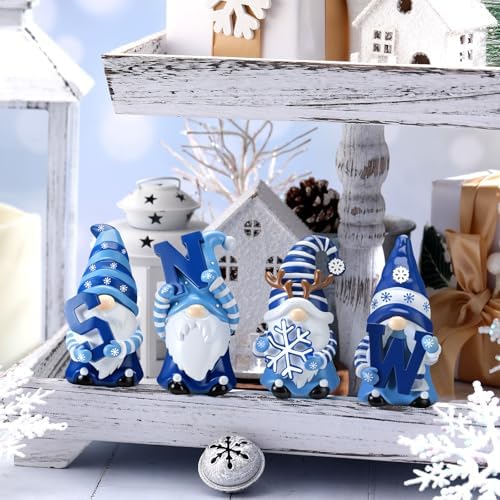 4 Pcs Resin Winter Snow Gnome Figurines Decoration - Image 2