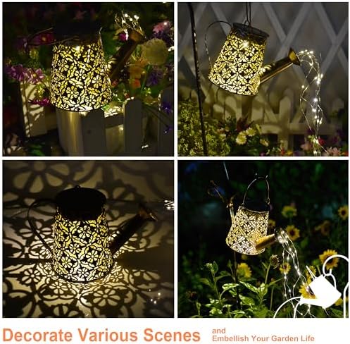 Solar Watering Can Lights with Cascading Lights,Solar Lantern Light Outdoor,Large Hanging Solar Powered Lantern Outdoor,Garden Porch Patio Yard Decor,Gardening Gifts for Women - Image 6