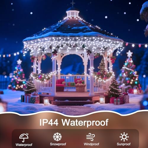 98 Ft Ice Lights for Outside, 960 LED Christmas Lights Outdoor Plug in, Christmas String Lights with 8 Modes & Timer for Holiday, Party, Wedding, House, Patio, Outdoor Decor(Cool White) - Image 5