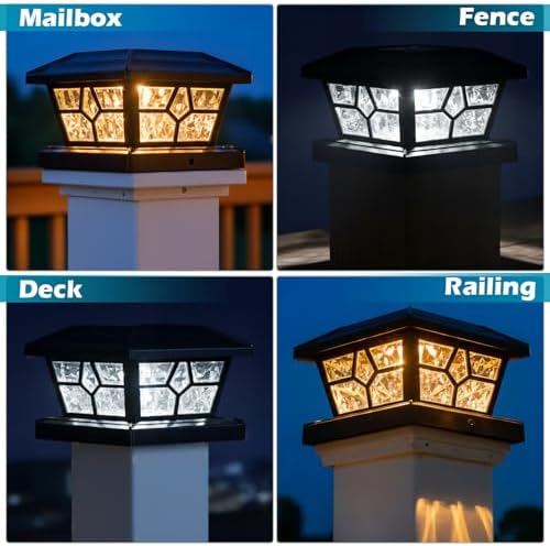 SIEDiNLAR Solar Post Lights Outdoor, 1 Pack, 4 Modes, 40 LEDs, Black - Image 4