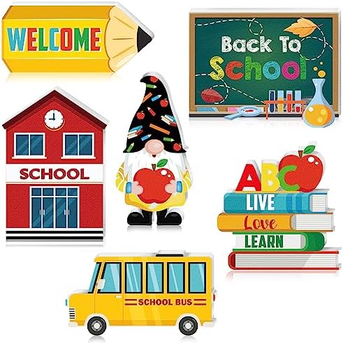 Tradder 6pcs Back to School Table Decorations Back School Tiered Tray Decor - Image 3