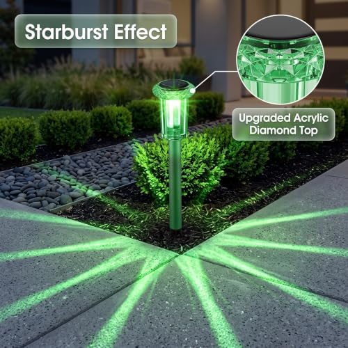 Eyrosa Halloween Solar Outdoor Lights, 10 Pack Solar Pathway Lights Outdoor Waterproof, Stainless Steel Stake Lighting for Garden Yard Path Walkway Driveway Patio Lawn Outside Décor,Green - Image 3