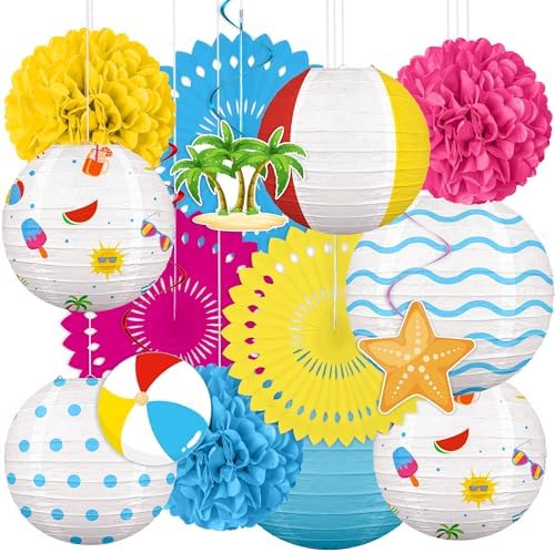 Renbuzhu 15Pcs Beach Party Decorations Pool Luau Summer Decor Set by Renbuzhu