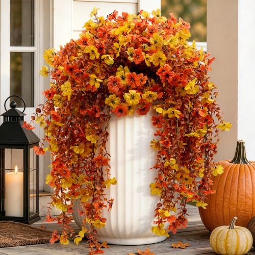 ColoPlay Artificial Mums for Outdoors Fall Decor, Faux Fake Hanging Flowers by ColoPlay