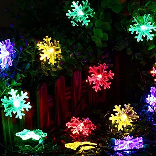 Dazzle Bright 100 LED Solar Christmas Snowflake Lights Outdoor, 39 FT Solar Powered Snowflake String Lights Waterproof for Xmas Tree, Holiday, Wedding Party, Patio Decorations (Multi Color) - Image 3