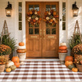 Buffalo Plaid Area Rug 5x7 Ft, Brown White Indoor Outdoor Rug by PIXFAIRY