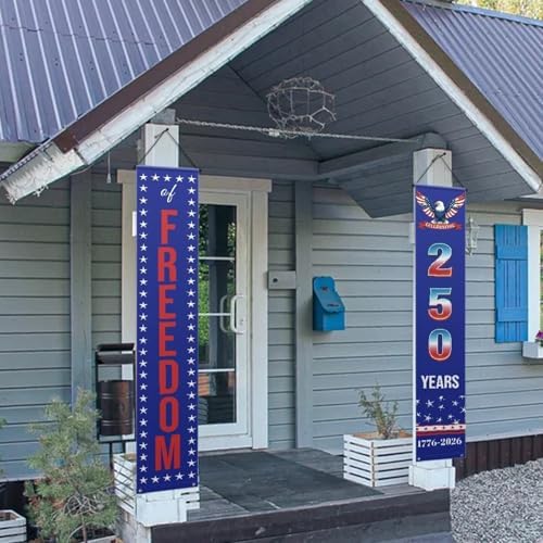 doginthehole 4th of July Decorations America 250th Anniversary Porch Banners, Freedom Eagle Door Banners 1776-2026 Patriotic Flag Decorations, Independence Day Hanging Porch Signs - Image 2