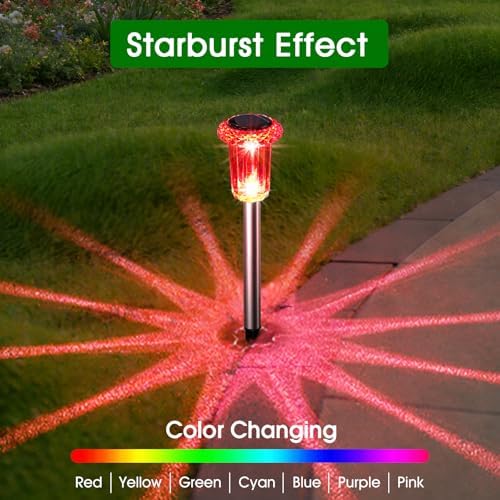 Eyrosa Solar Outdoor Lights, 15 Pack Solar Pathway Lights Outdoor Waterproof, Stake Lighting for Garden Yard Path Walkway Driveway Patio Lawn Decor,Color Changing - Image 2