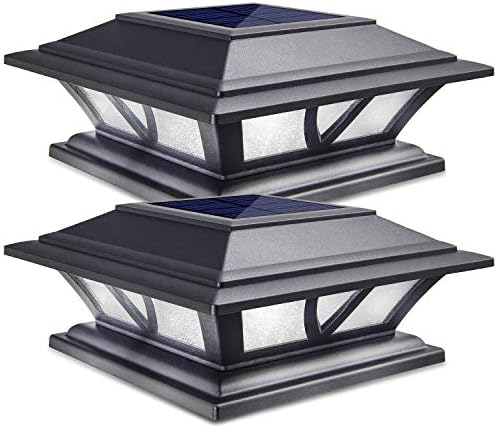 SIEDiNLAR Solar Post Lights Outdoor 2 Modes LED, 2 Pack Black (Warm/White) by Siedinlar