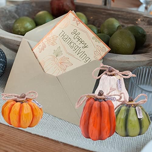 Etistta 4PCS Fall Harvest Pumpkin Figurine Tabletop Decor, 4 inch Polyresin Small Pumpkins Statue Decoration for Thanksgiving Home Decor - Image 4