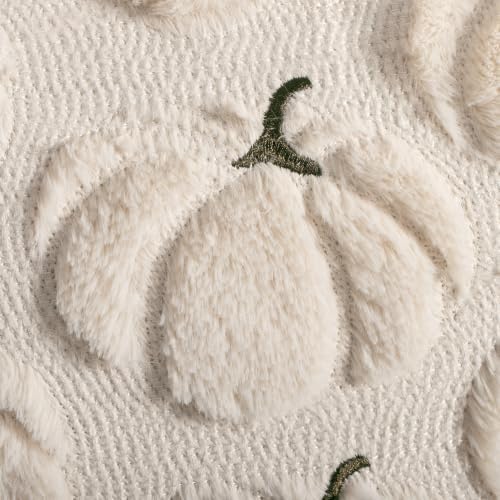 Fall Pillow Covers 12x20 Set of 2 Beige Pumpkin Decorations for Home - Image 2