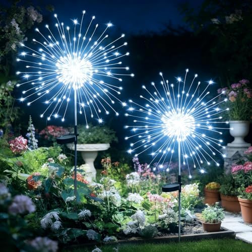 HPUFKOT Solar Garden Lights Outdoor,Waterproof Garden, 2PC 200 LED Twinkling Firework Lights Decorative with 8 Modes,Decor for Yard Patio Pathway Lawn for Yard Outside Fairy Decorative by HPUFKOT