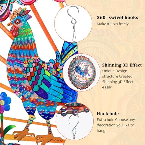 Rooster Wind Spinner - Chicken Gifts for Women Men Mother Father - Image 5