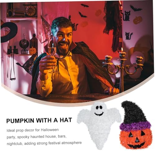 3pcs Halloween Door Hanging Sign Halloween 3D Tinsel Ghost Bat Pumpkin Decoration for Home Outdoor Decor - Image 3