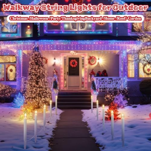 Tujoe 10 Pcs Christmas C7 Pathway Lights Outdoor with Stakes, 19.5 ft - Image 5