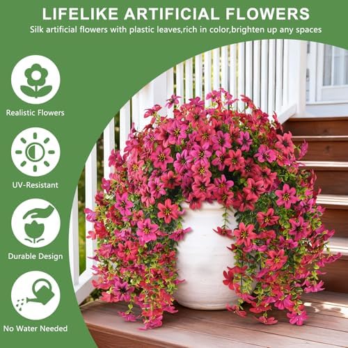 Artificial Flowers for Outdoor Faux Hanging Plants Spring Outside Decor - Image 3