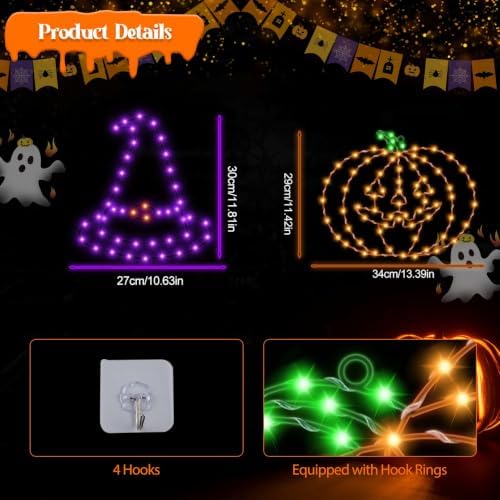 Halloween Window Lights, 2 Pack LED Waterproof Timer Indoor Decor - Image 2