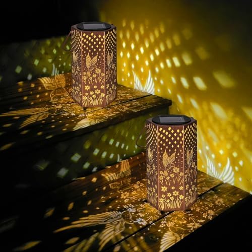 Eandisom Birthday Gifts for Women, 2 Pack Solar Lanterns Outdoor Waterproof by Eandisom