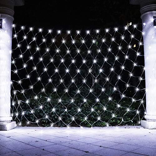 LED Net Lights Mesh Lights, 240LED Timer Tree Warp Fairy Lights Outdoor Hanging String Light for Christmas, Halloween, Garden, Walkway, Bushes Decor-9.8ft x 6.6ft(White) by Vicila