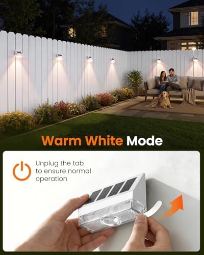 VOLISUN White Fence Lights, Dusk to Dawn Solar Fence Lights Outdoor Waterproof with Warm White LED Spot Lens, Solar Light for Fence, Yard, Wall, Backyard, Railing, Deck, and Patio, 24 Pack - Image 2