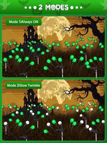 Halloween Decorations Outdoor Solar Firefly Lights 6 Pack 48 LED Green - Image 7