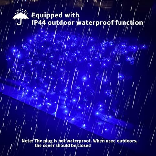 LED Christmas Net Lights Outdoor, UL Certified, 144LED 6ftx6ft, Green Wire, Connectable Waterproof Mesh Light for Christmas Party, Yard, Shrubs and Bushes Decorations (Blue) - Image 2