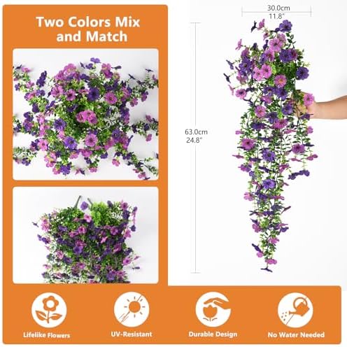 Hommyea Artificial Fake Fall Flowers Plants for Outdoors Mums Home Decor - Image 2
