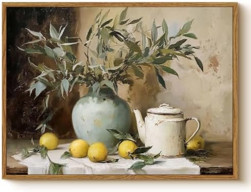 HUARCEY Framed Canvas Wall Art 12x16 Inch, Vintage Still Life Canvas Print by WHASAYART