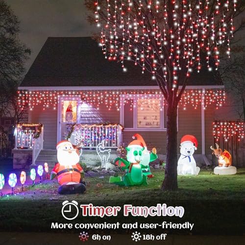 66ft Icicle Lights for Outside, Red and White Christmas Lights Outdoor Indoor, 640 LED Twinkle String Light with 120 Drops Short Curtain Light for Thanksgiving Room Home Wall Bedroom Window Decoration - Image 5