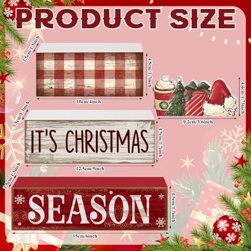 Lineshading 4 Pcs Christmas Table Decoration Wooden Hot Cocoa Santa Hat - Image 4