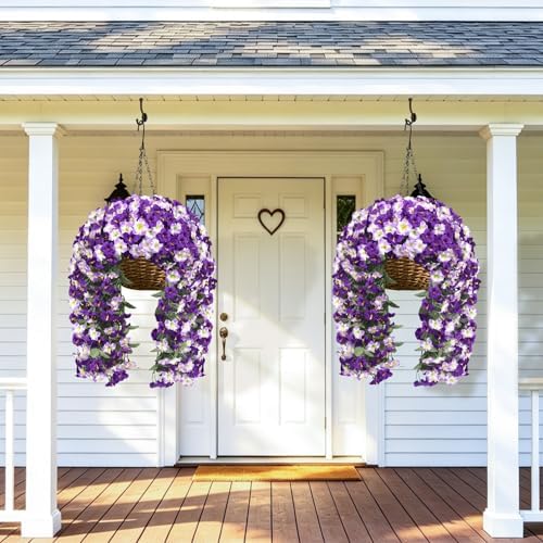 Artificial Hanging Flowers for Outdoors, 4PCS Morning Glory Faux Silk Vines - Image 7