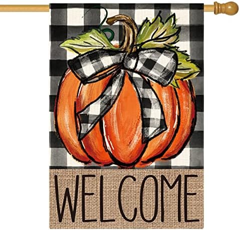 AVOIN colorlife Fall Thanksgiving Pumpkin Welcome House Flag 28x40 Inch by AVOINcolorlife
