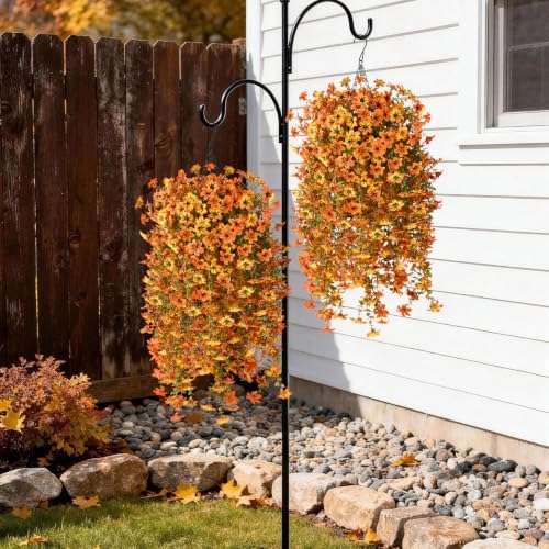 Artificial Fall Flowers Fake Mums UV Hanging Plants for Outdoors Decor - Image 6