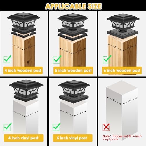 8 Pack Solar Post Cap Lights Outdoor, Flickering Flame & Warm White - Image 3