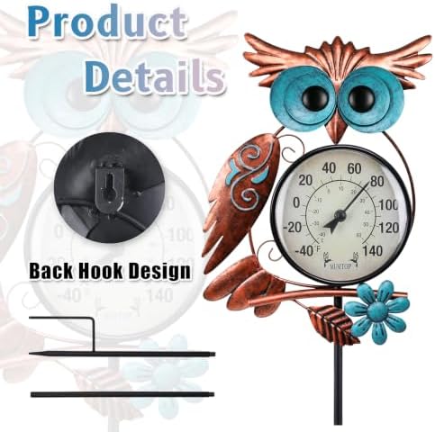 MUMTOP Outdoor Thermometer, Owl Outside Decor for Patio, Yard and Garden - Image 4