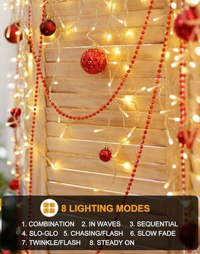 Christmas Icicle Lights for Outside 1000 LED 98FT with 160 Drops Warm White - Image 2