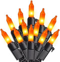 woohaha Orange Halloween Lights,25FT 100Count Halloween Mini String Lights by Woohaha