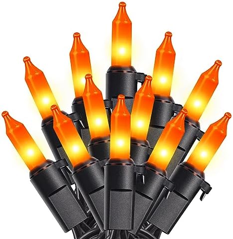 woohaha Orange Halloween Lights,25FT 100Count Halloween Mini String Lights by Woohaha