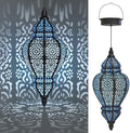 Moroccan Hanging Solar Lights Outdoor Lantern Bidirectional Availabili Garden Decor Waterproof Plastic Blue Decorations for Patio Pathway Yard Backyard Solar Powered Garden Decorative (Black, 2) by Hapjoy