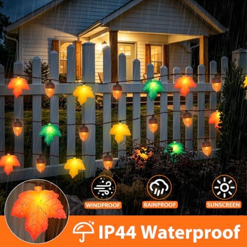 Fall Decor String Lights, 8.5FT 10 LED 3D Maple Leaf & Acorn Lights Plug in Acorn String Lights Connectable Indoor Outdoor, Autumn Thanksgiving Harvest for Fall Decorations - Image 5
