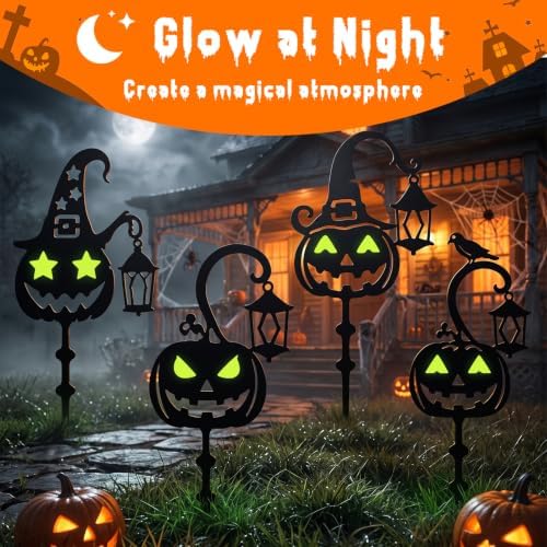 KODIBO Halloween Docorations Outdoor 4-Pack Metal Pumpkin Yard Stakes - Image 2