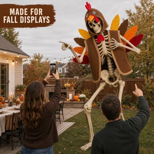 2 Pcs Turkey Outfit for 12 Ft Skeleton Thanksgiving Yard Accessories - Image 5