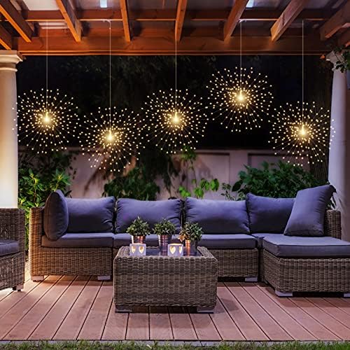 PXBNIUYA 4 Pack Starburst Sphere Lights,200 LED Firework Lights Warm White - Image 6