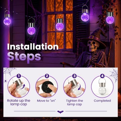 GIGALUMI Halloween Solar Lights Outdoor Solar Hanging Lanterns Outside 12PC - Image 3