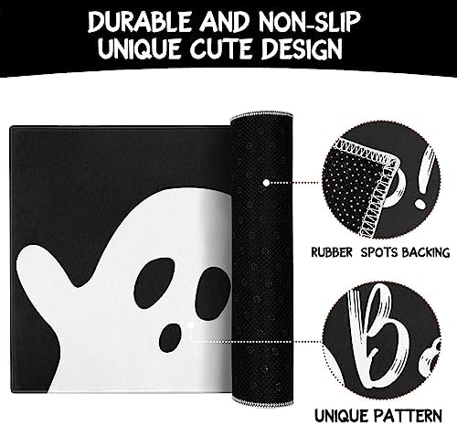 Halloween Door Mat,Halloween Ghost Boo Outdoor Mats for Front Door,Halloween Indoor Entrance Non-Slip Doormat,Halloween Entryway Welcome Rubber Mats for Front Porch Decor 30" x 17" - Image 7