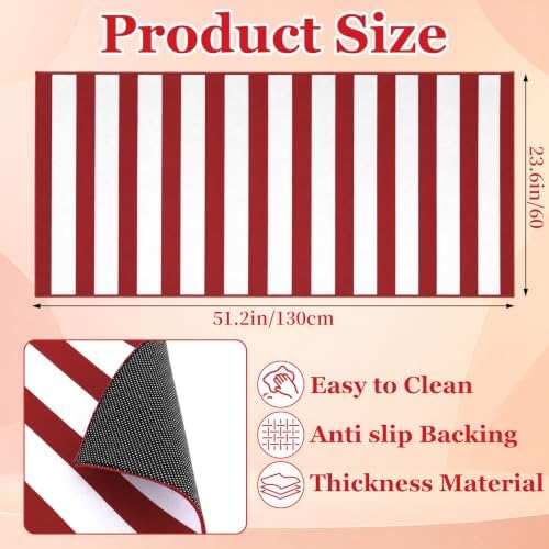 2' x 4'3" Red White Striped Christmas Doormat Crystal Velvet Rug - Image 2