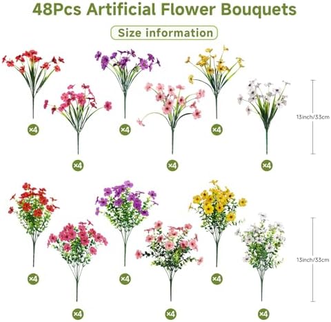 Alupssuc 48 Bundles Artificial Daisy Flowers UV Resistant for Outdoor Decor - Image 3